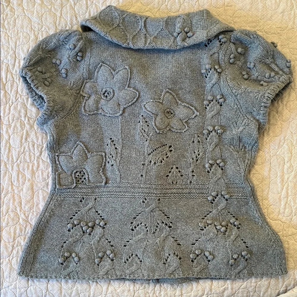 Rare!  Anthropologie Leifsdottir Sylvan Scene Button Cardigan, Blue, Large. EUC - Picture 6 of 10